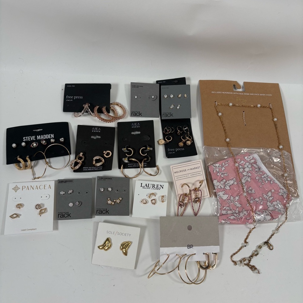 Gold and Silver Jewelry Bundle Lot Earrings Hoops Studs Multiple Pairs Nordstrom